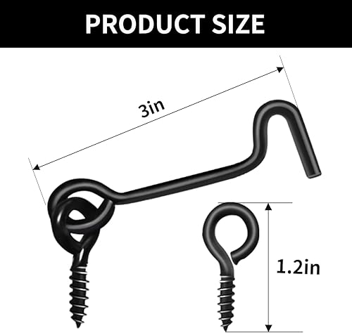 Miniatura 2 de JUGREAT Pestillo de gancho de cabina, pestillo giratorio de puerta de ventana con tornillos de montaje, cerradura de gancho para puerta (3 pulgadas,