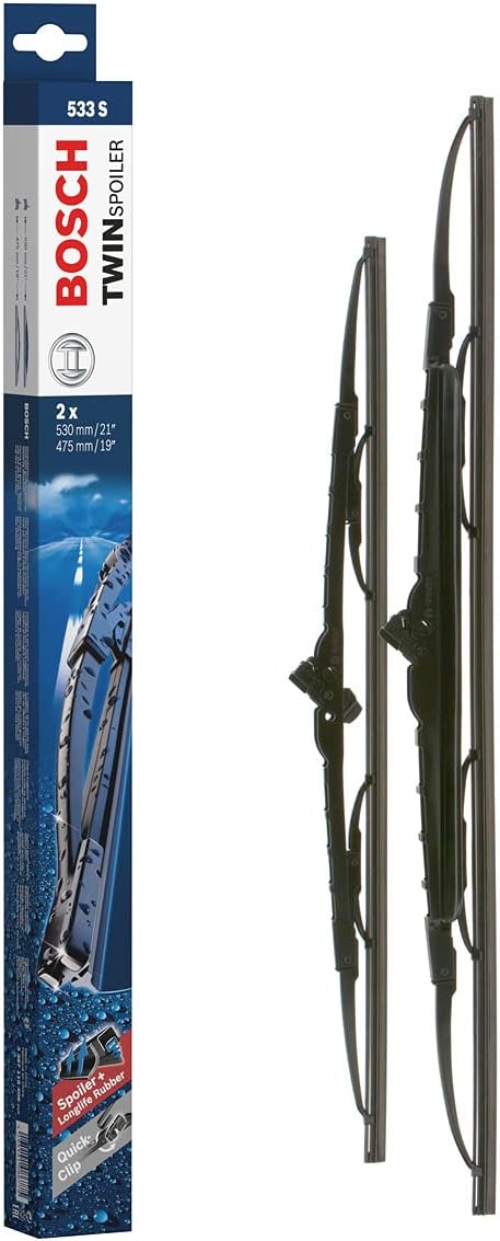 Bosch Twin Spoiler 3397118406 Original Equipment Replacement Wiper Blade - 21"/19" (Set of 2)