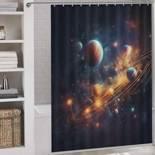 Rideau de douche ciel étoilé en polyester imperméable 168x183cm - 2