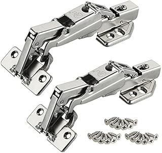 Anstore 2 PCS 165 Degree Kitchen Cabinet Hinges, Soft Close Cupboard Door Hinges, Folding Mute Cabinet Hinges with Fixing Screws, Full Overlay Wardrobe Doors Hinges