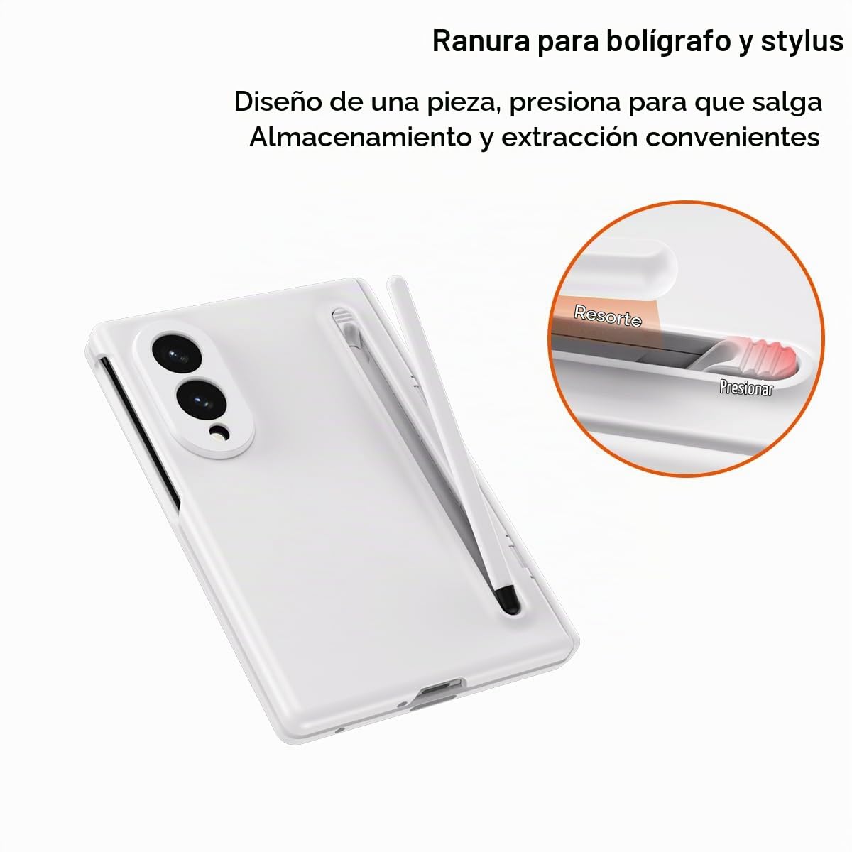 Funda para Galaxy Z Fold 8 con lápiz óptico y Ranura para Soporte, Carcasa para Samsung Galaxy Z Fold8 con Protector de Pantalla, Funda para Fold8-Blanco