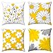 KUNQIAN Fundas de cojín para exteriores, color amarillo, gris, para exteriores, jardín, flores, mostaza, 45 x 45 cm