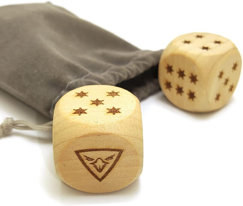 Big Wooden Dice Set for Table Game Party Playing Dices Math Teaching Tool,30MM Large/Cartoon Eagle Pattern 3Pcs/Set