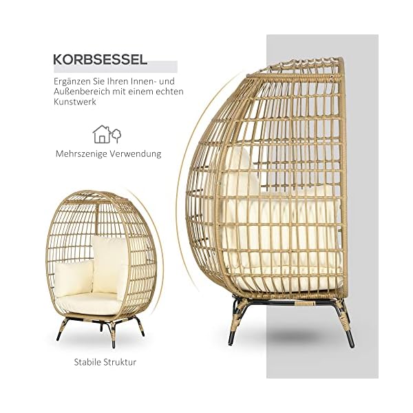 Outsunny Rattansessel in Korbform Khaki