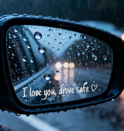 10 Stück I Love You Drive Safe Aufkleber Ich Liebe Dich Fahr Vorsichtig Aufkleber für Autospiegel 11 x 2 cm Vinyl Wasserdicht (Weiß Schwarz Pink Blau Laser)