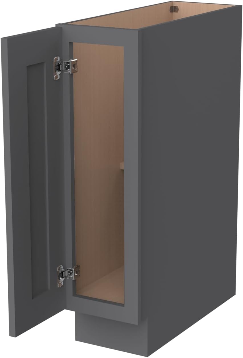 9" Classic Shaker Tray Base Cabinet - Pebble Gray, Kitchen Utensil Organizer, RTA