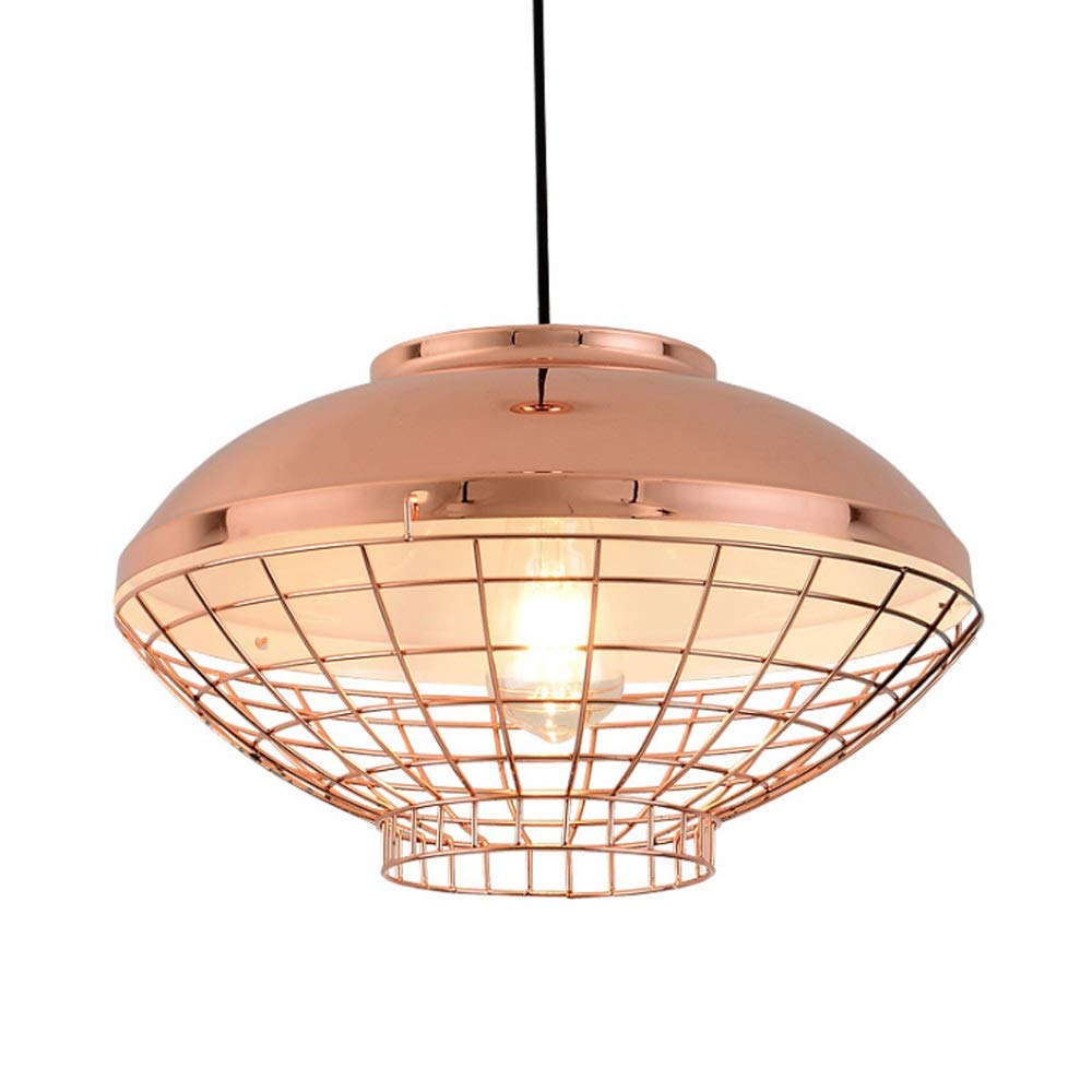 Suspension cuisine îlot avec abat-jour cage en métal noir, lustre salon rétro et moderne E27