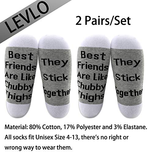 LEVLO Friend Gifts Best Friends are Like Chubby Thighs They Stick Together Cotton Socks Birthday Gifts (2 Pairs/Set - Mid Calf - 1)2