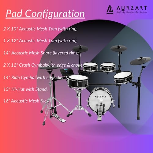 Image of Electronic Drum Set -AZ-ED460 With 9 Piece Wooden Chambers
