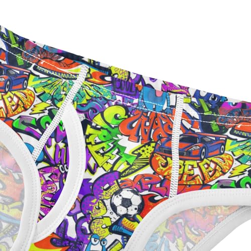 Boys' Exclusive Briefs Toddler Underwear 95% Combed Cotton Boxerbriefs 2T Vivid Graffiti - Style Pattern 904