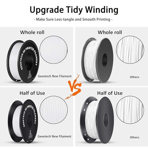 Image of Geeetech 3D Printer Filament, PLA Filament 1.75mm Bundle 2kg for 3D Printer, Dimensional Accuracy + /- 0.02 mm (White 2-Pack)