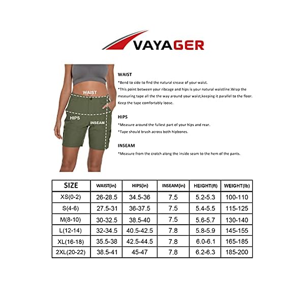 VAYAGER-Womens-Lightweight-Cargo-Shorts-for-HikingCamping-and-Travel-with-6-Pockets-Quick-Dry-Water-Resistant VAYAGER Women's Hiking Cargo Shorts Quick Dry Lightweight Stretch Shorts Golf Fishing Outdoor Casual Shorts Green X-Large