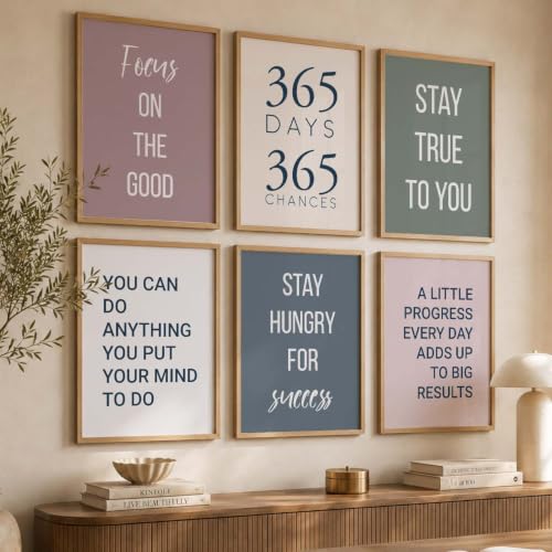 Image of kotart Motivational Quote wall Paintings with Frame for Home Decoration - Painting Living Room Bedroom Office hanging frames Set of 6 Multicolo (19X25 Inch, H)