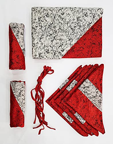 Image of Homesajja Premium Velvet 1 Diwan Sheet, 2 Bloster with Dori, 5 Cushions Cover, Size- 60 x 90, Colour-Red & White