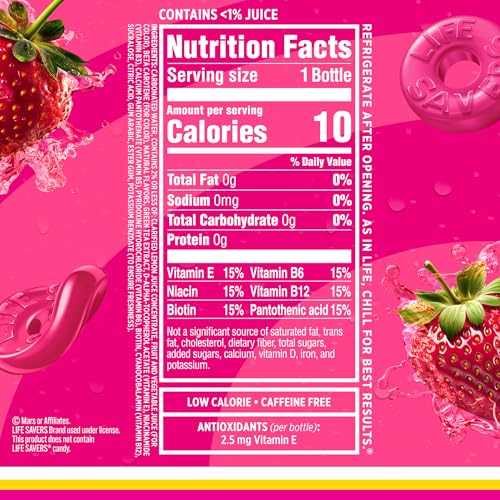 Image of Sparkling Ice LIFESAVERS Strawberry, Zero Sugar Flavored Sparkling Water, with Vitamins and Antioxidants. No Artificial Dyes, Low Calorie Beverage, 17 fl oz Bottles (Pack of 12)