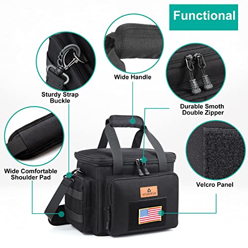 Hshrish Tactical Large Lunch Box, Insulated Lunch Bags For Men, Heavy Duty Leakproof Lunch Cooler Bag With Shoulder Strap Lunch Pail For Work Camping Picnic Outdoor Day Trips (Black, 12L) #TOP3