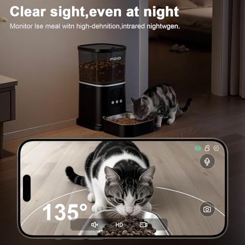 Automatic Cat Feeder with 4K Camera,2.4G Auto Dog Feeder w Night Vision,Pet Feeder w2-Way Audio,Timed Cat Feeders for Dry Food,Dogs Food Dispenser w APP Control 5L - Image 4