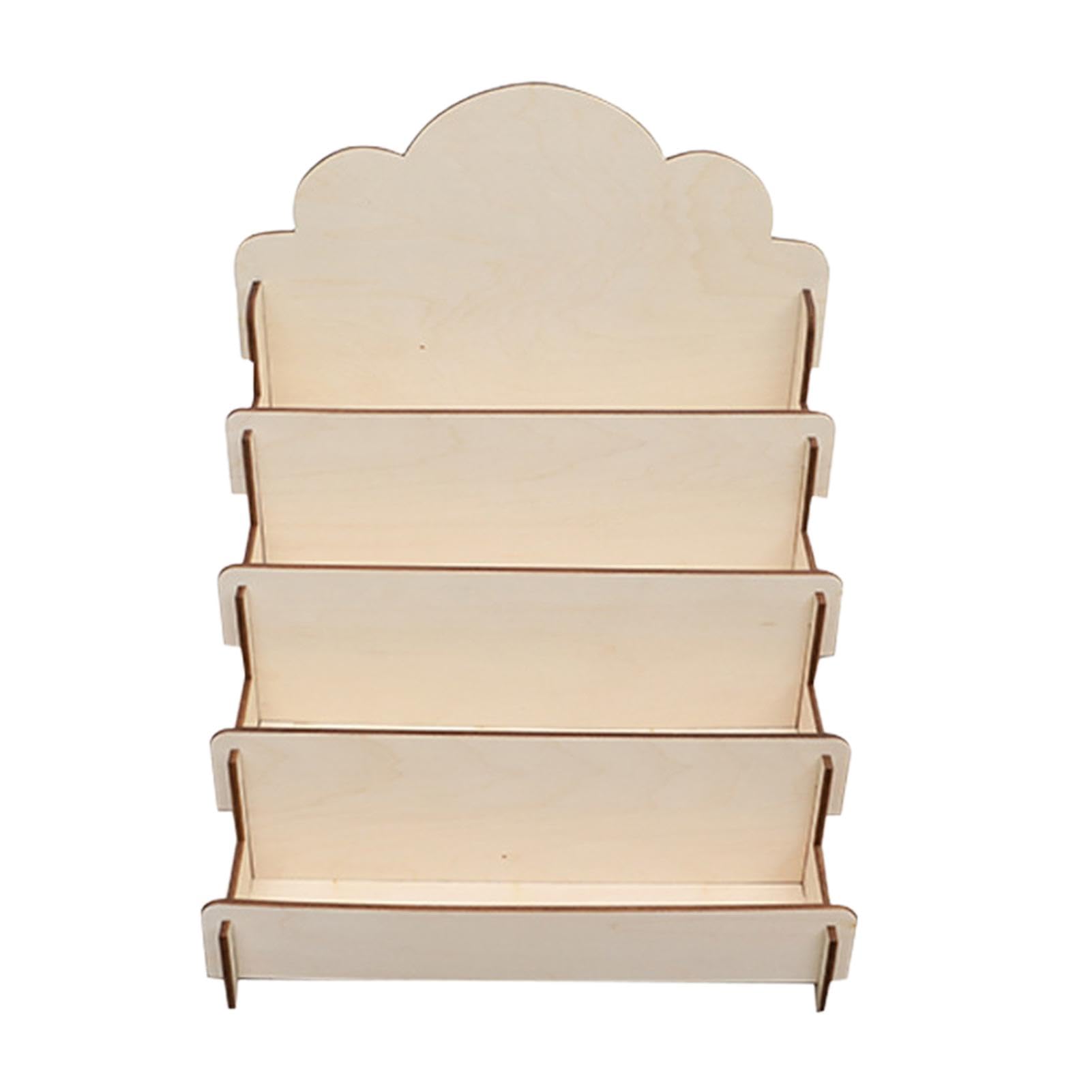 Walopola4-Tier Wooden Greeting Card Display Stand, Portable Postcard and Sticker Holder, Magazines Organizer, Art Prints Display for Vendors