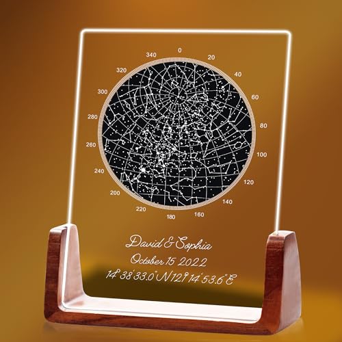 Placa Personalizada Mapa del Amor con Texto, mapa estelar Regalos para Parejas, Amigos o Familiares, Nuestra placa de la primera cita, donde todo empezó Regalo San Valentín (4 tamaños: 15-25 cm)