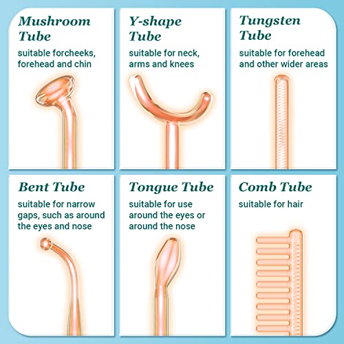 High Frequency Facial Wand - Uupas Portable Handheld High Frequency Facial Machine With 6 Different Orange Tubes For Face/Hair/Body Home Use Device #TOP3