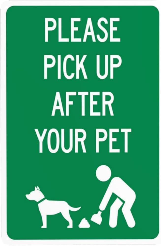 Please Pick Up After Your Pet With Graphic Warning Sign No Dog Poop Security Metal Signs For Business Home Outdoor Indoor Road Garage Street Wall Safety Caution Decor Gift For Women Men 8x12 Inch