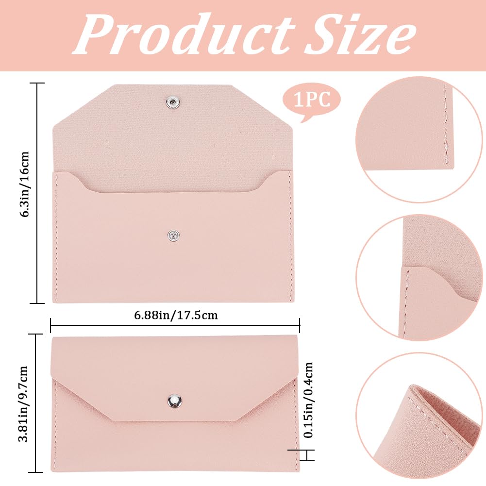 CREATCABIN Pink Envelope Wallet PU Leather Cash Small Money Bag Wallet Organizer Waterproof Slim Pouch Reusable for Cash Money Receipt Budget Binder Holder Women Men Office Supplies 3.81x6.89in - Image 2