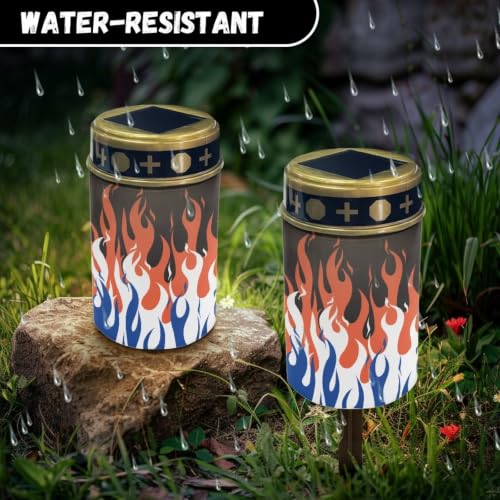 Image of Halloween Solar Flame Lights, Waterproof Flameless Candles | Solar Lights for Cemetery Grave Decorations Water Resistant LED Flameless Candle for Grave Memorial Gift Decor