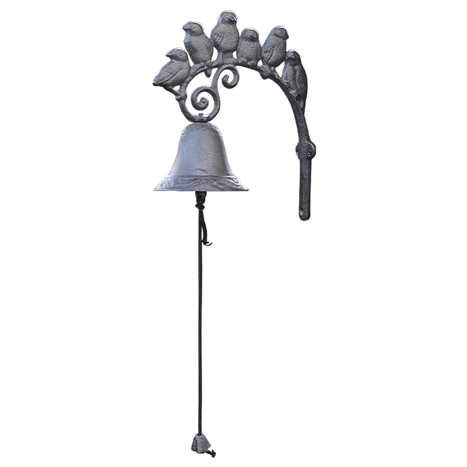 Cloche de portail en fer forgé avec 6 oiseaux déco jardin rétro