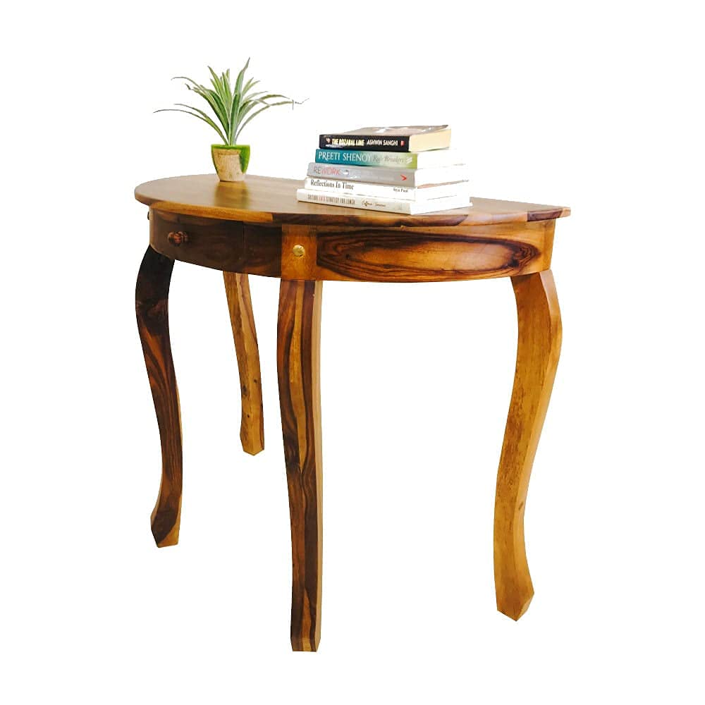 Handwoody SheeshamWood Console Tables for Living Room/End Table for Home (Honey Finish)
