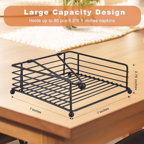LAIHIFA Napkin Holder for Table & Kitchen - Modern Flat Napkin Dispenser for Home & Outdoor Dining, Paper Napkin Holders with Weighted Arm for Easy