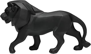 Abstract Geometric Lion Statue Sculpture Art Animal Figurine Home Decorations for Living Room Book Shelves Bar Cabinet Desk Table Top Decor Centerpieces Ornament (A1, Black)
