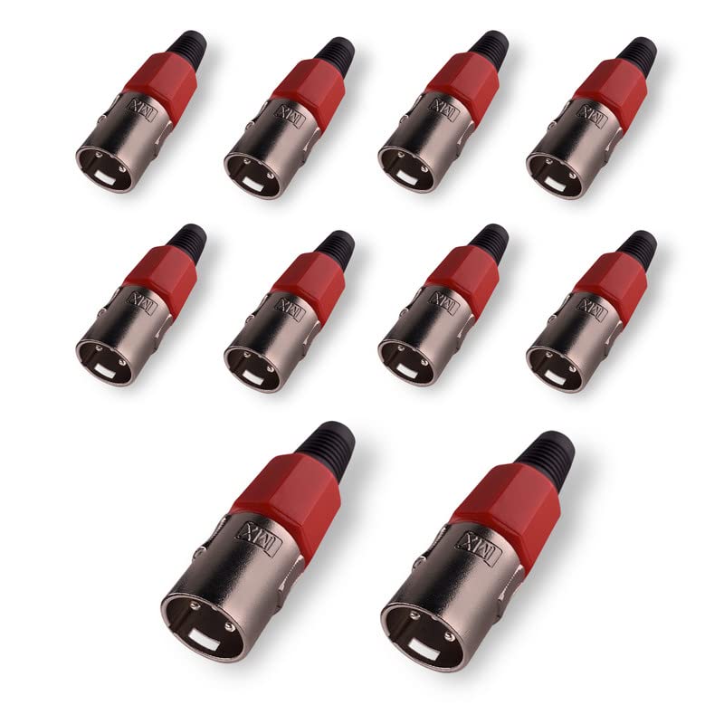 Image of MX 3 Pin XLR Microphone pin Pure Copper Nickel Plated for High Conductivity microphone (3-pin male XLR, Pack of 10, Male Connector)