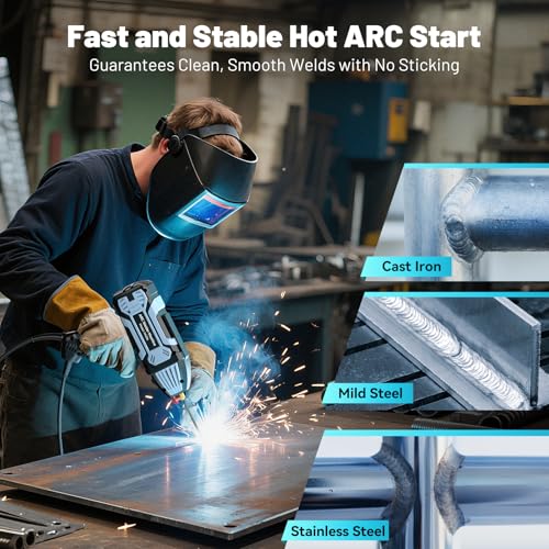 Image of Handheld Welding Machine 110V: Portable Welder with IGBT Inverter 6 Variable Current Adjustment, Electric ARC Welder Gun Welding Tools Set Fits for 3 /32 inch-1 /8 inch Wire Rods (Grey)