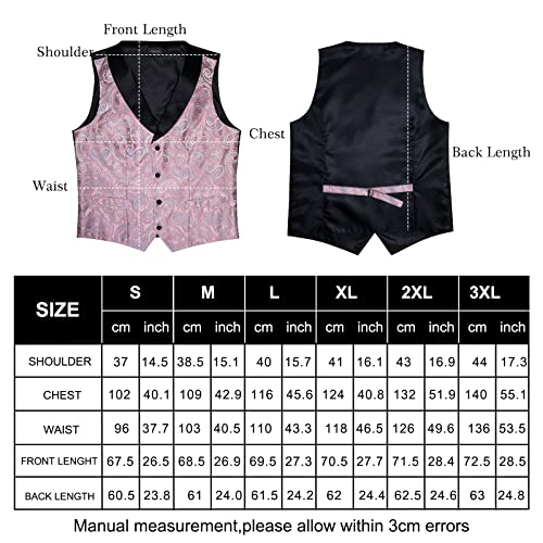Image of DiBanGu Mens Paisley Vest Silk Sleeveless Suit Vest and Neck Tie Pocket Square Cufflinks Set for Wedding Formal