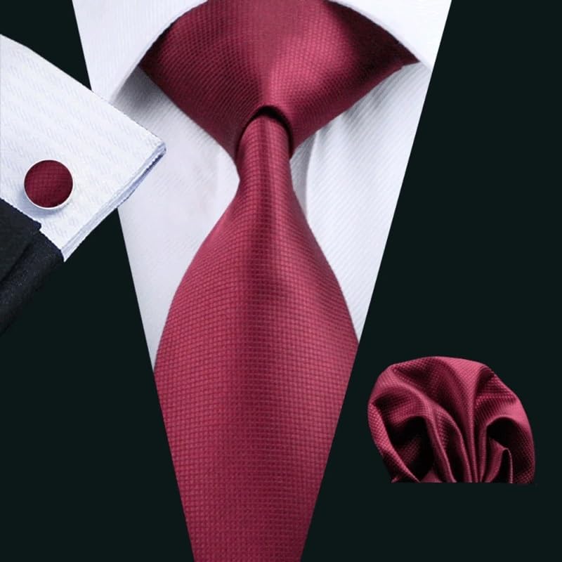 Set de corbata con pasador, pañuelo y gemelos de seda miniatura 3