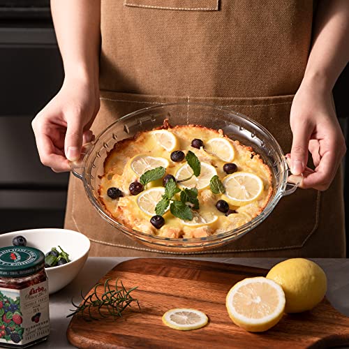 Sweejar Glass Pie Pan For Baking(2 Pack), 9.5 Inches Round Baking Dish For Dinner, Non-Stick Pie Plate With Soft Wave Edge For Apple Pie, Pumpkin Pie, Pot Pies #TOP3