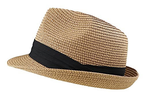 Kids Boys Straw-Fedora-Sun-Hat Summer Floppy Short Brim Trilby Hat for Little Girls Boys4