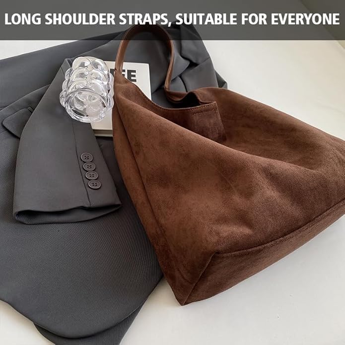 Brown Suede Bag Purses for Women Suede Purse Shoulder Bag Suede Tote Bag Brown Purse Perfect Valentine‘s Day Gift - Image 4