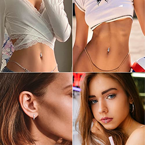 Orazio 10 Pcs Clicker Belly Button Ring For Women 14G Surgical Steel Belly Rings Cz Heart Butterfly Belly Button Piercing Reverse Navel Rings Belly Barbell Piercing-10S #TOP2