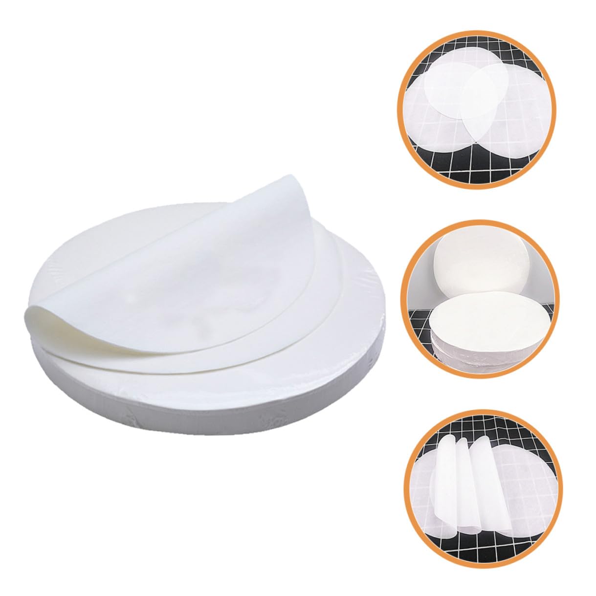 Papier Sulfurisé 500 Feuilles Rond Plat pour Cuisson et Friture