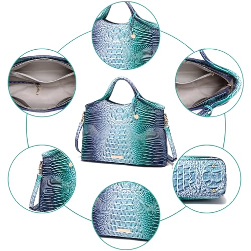 Bolso Satchel Grande de Mano con Estampado de Cocodrilo miniatura 6