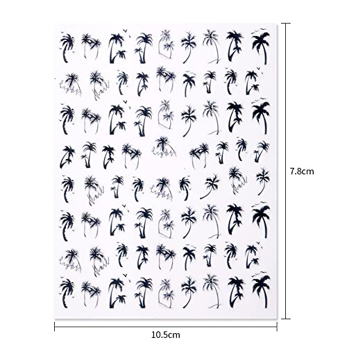 Summer Coconut Tree Nail Art Stickers Decals Palm Tree Design 3D Nail Stickers 6Pcs Tropical Style Designer Nail Decals For Acrylic Nail Art Decorations Supplies Manicure Diy Nail Art Decor Accessories #TOP5