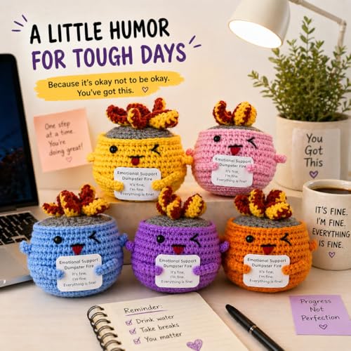 Image of Emotional Support Dumpster Fire Crochet (5 PCS) | Multi Pack Crochet Gift