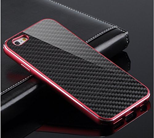 Carbon Fiber Iphone 6 Plus Case,Surplus Wind Carbon Fiber Case for iPhone 6 plus Space Aluminum Metal Arc Cover Case for Apple Iphone 6 Plus 5.5 inches (red black)