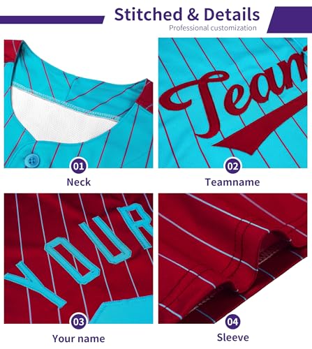 KXK Custom Pinstripe Baseball Jersey for Men Women Youth- Button Down Shirt Personalized Stitched Name Number Logo miniatura 3