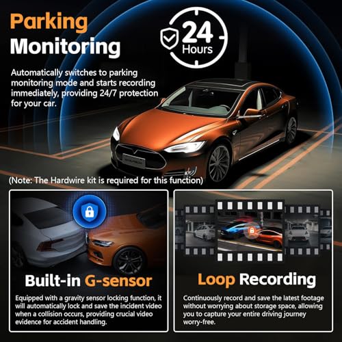 4 Channel 360° Dash Cam Front Rear Inside & Left Right 4K+1080P*3 FHD Car Camera, 5GHz WiFi & App Control 8 IR Lamps Night Vision 24H Parking Mode, G-Sensor, Loop Recording, Includes 64GB (S25S-02) by CURRENBA - Image 4