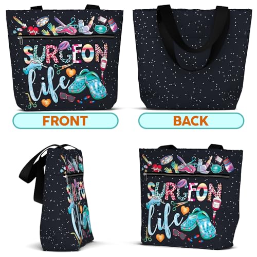 Image of 84hoods Large Waterproof Tote Bag with Pockets and Zipper for Work. Gift for Nurse. Shoulder Bag for Women.