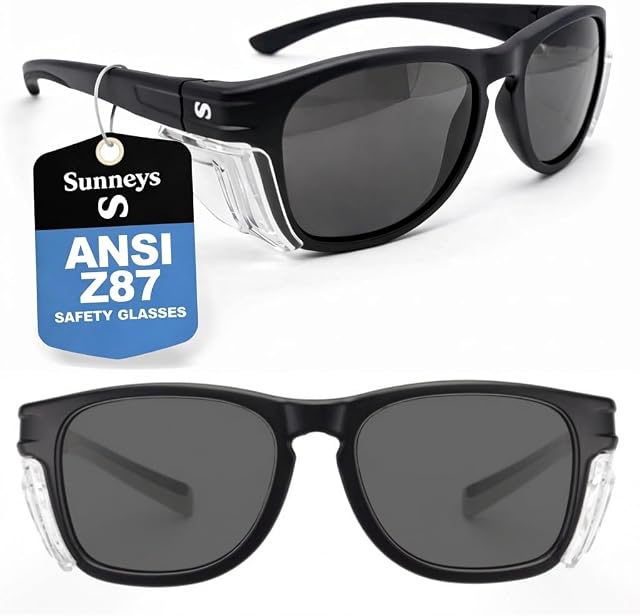 Safety Lunettes de soleil ANSI Z87 Anti-Fog UV Protection pour la chasse, le tir & Lentille ombrée non glissante avec boîtier