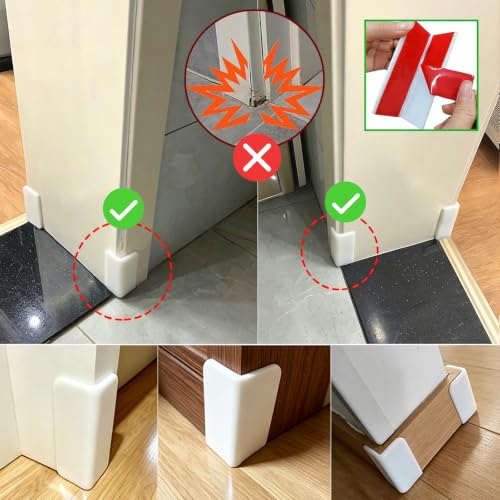 Image of White Baseboard Corners Blocks Self Adhesive, Thickened Rubber Baby Safety Corner Protectors Cushion, Soft Edge Furniture Wall Guards (8 PCS)