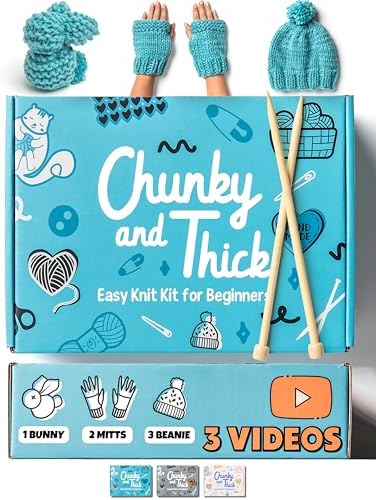 Complete Knitting Kit for Beginners - Learn to Knit Kit with Knitting Accessories Like Thick Beginner Yarn, Bamboo Needles for Beginners & More - Includes Video Tutorials & Written Guide